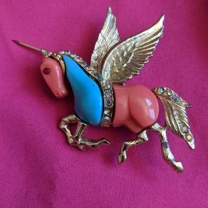 Vintage Pegasus multi-colored brooch